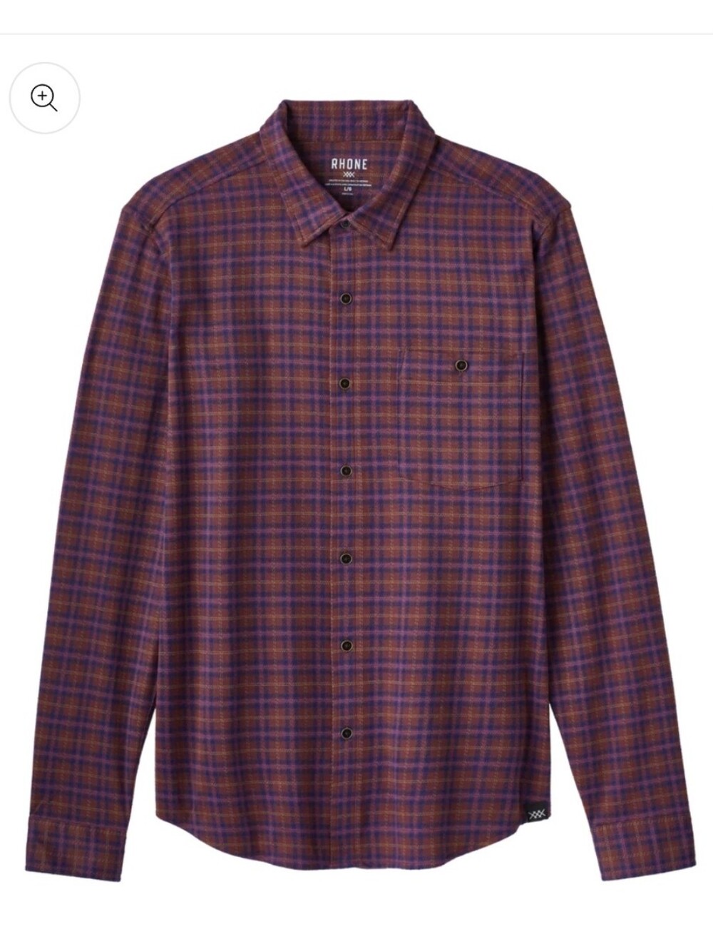 Rhone Hardy Flannel Shirt Purple Plaid Long Sleeve Button Down Size XL